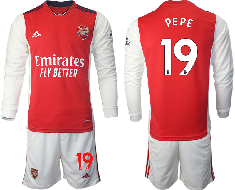 Men 2021-2022 Club Arsenal home red Long Sleeve #19 Soccer Jersey->arsenal jersey->Soccer Club Jersey